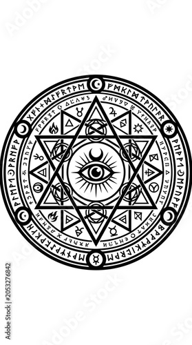 Valokuva Ancient occult seal with eye and esoteric symbols