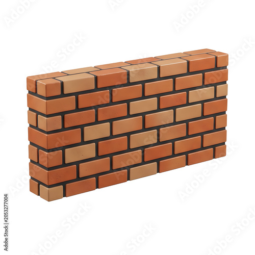3D render of a brick wall with orange and tan bricks