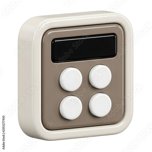 3D render of a modern control panel with buttons and display