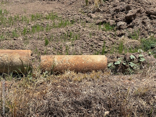 old old cement pipe in the park