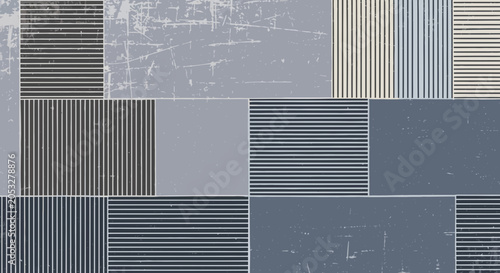 Abstract Geometric Background with Muted Blue Grey Textured Rectangles and Linear Patterns