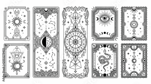 Konstfotografi Esoteric Tarot Cards Celestial Symbols Astrology Mystical Oracle Divination