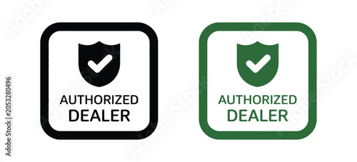 Obraz na płótnie Authorized dealer badges with shield and checkmark black and green versions for