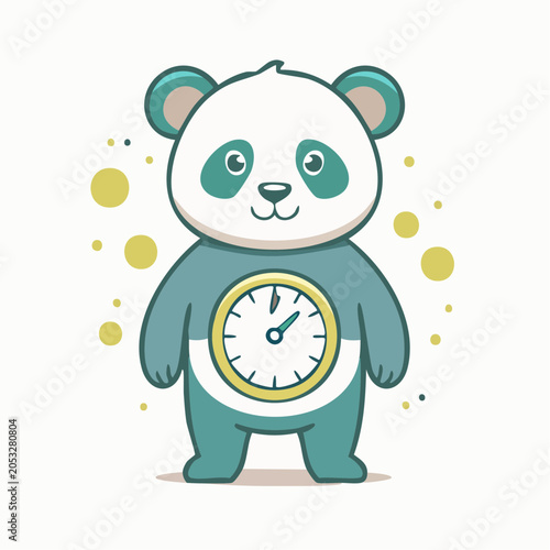 Cute Panda with Clock on Belly