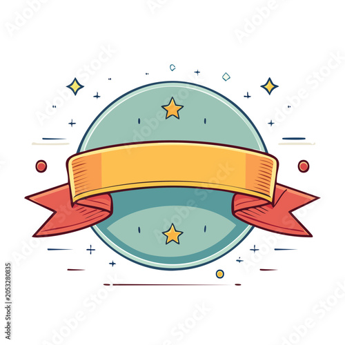 Flat design ribbon banner with stars and space for text