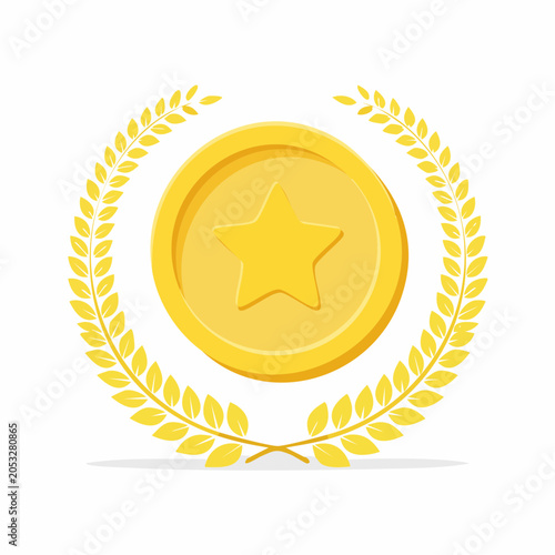 Gold Coin with Star and Laurel Wreath