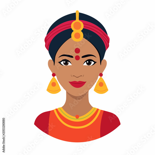 Indian Woman Portrait with Traditional Attire and Jewelry