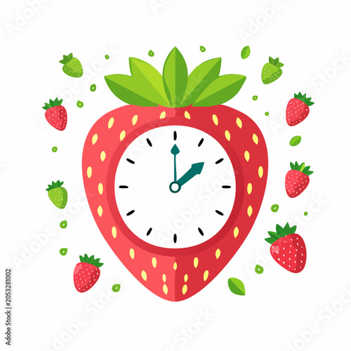 Strawberry Clock Illustration