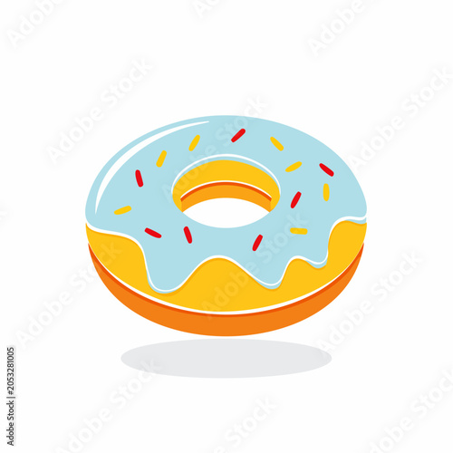 Stylized Donut with Blue Icing and Sprinkles
