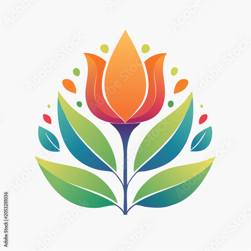 Stylized Tulip Flower Logo with Gradient Colors