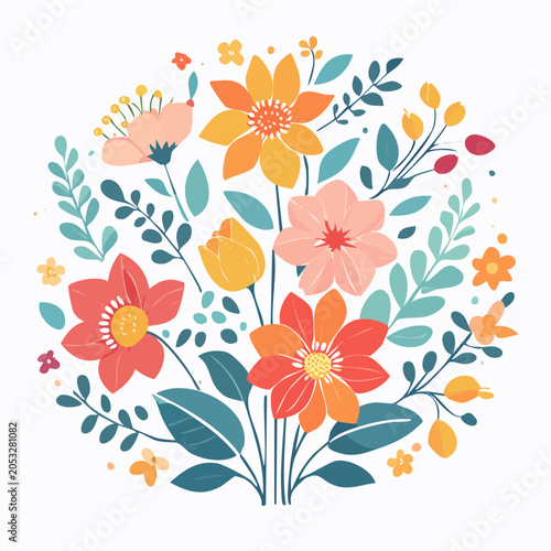 Vibrant Floral Arrangement Illustration