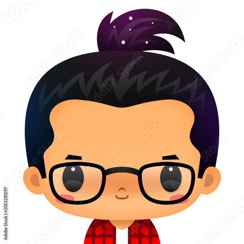 Chibi boy with pony tail hair