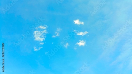 Blue sky with scattered white clouds natural background