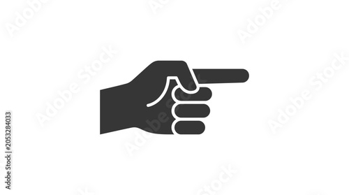 Black silhouette of a hand pointing to the right.