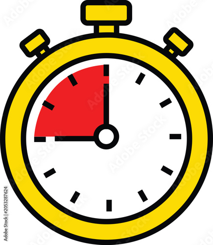 Yellow Countdown Stopwatch Timer and Deadline Vector Icon