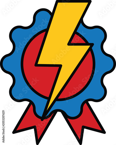 Flash Sale Promo Badge and Fast Service Ribbon Vector Icon