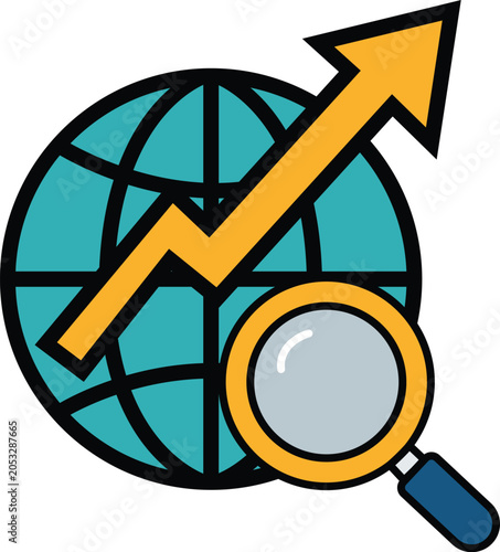 Global Market Research and Economic Growth Arrow Vector Icon