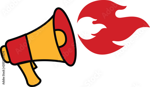 Hype Promotion and Passionate Speech Megaphone Concept Symbol