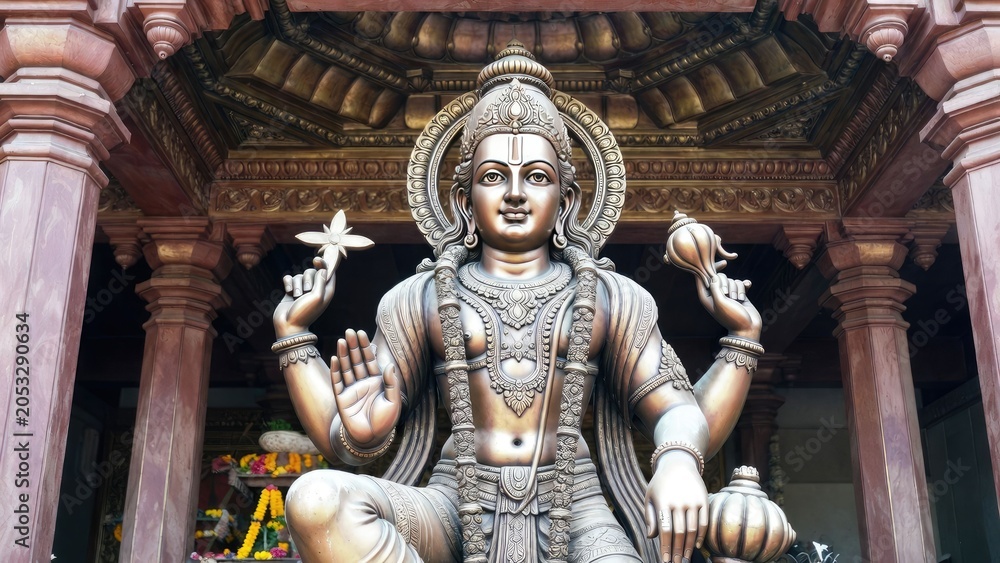 Fototapeta premium Majestic vishnu idol display temple sculpture spiritual environment close-up view divine culture