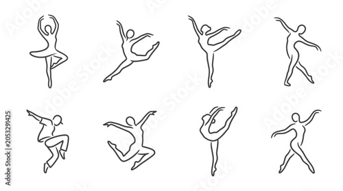 Tableau sur toile Ballet Dancer Poses Collection - Dynamic Line Art Figures