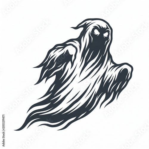 Foto Dark evil ghost phantom silhouette vector illustration
