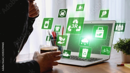 Obraz na płótnie Reuse, reduce, and recycle form the 3R concept that supports sustainability