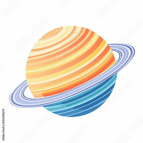 Stylized Planet Saturn with Rings