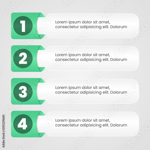 Modern 4 Step Infographic Template with Green Numbered Labels