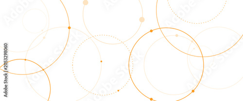 Принти на полотні Abstract interconnected circles and dots on white background line