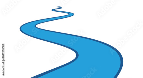Foto Winding Blue River Path on White Background