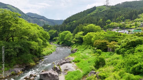 Aerial View of Okutama Tokyo in Summer