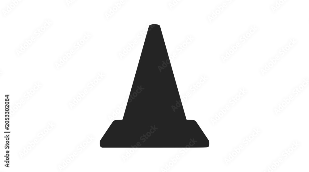 Fototapeta premium Black silhouette of a standard road traffic cone.