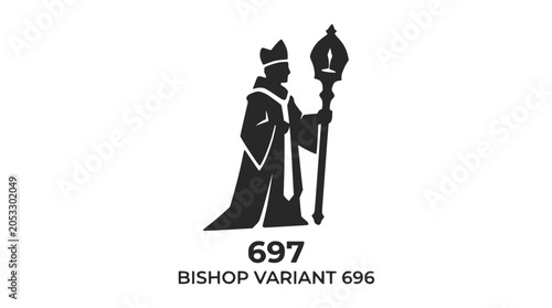 Bilde på lerret Bishop chess piece silhouette with strategy and variant text.