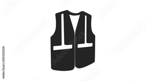 Schilderij op canvas Black utility vest silhouette with pockets for workwear design.
