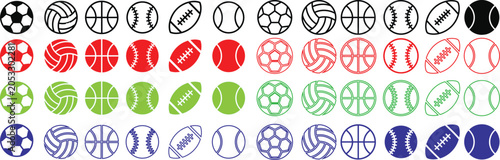 Photography Collection of colorful sports balls icons