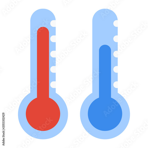 Hot and Cold Thermometer Temperature Icons Vector Set