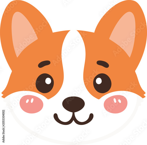 Slika na platnu Corgi dog face with rosy cheeks illustration