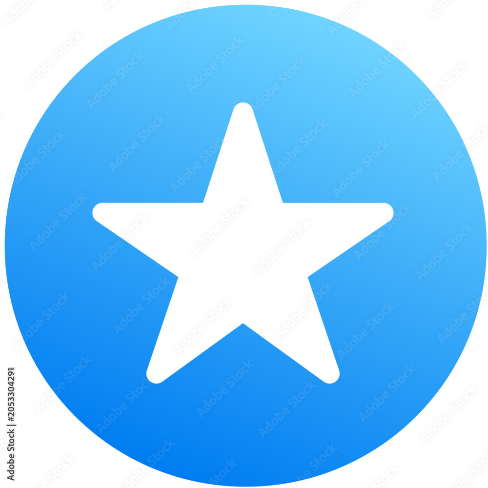 Obraz premium Sky blue star favorite rating symbol gradient circle mobile