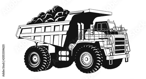 Foto Large Mining Dump Truck Vehicle.