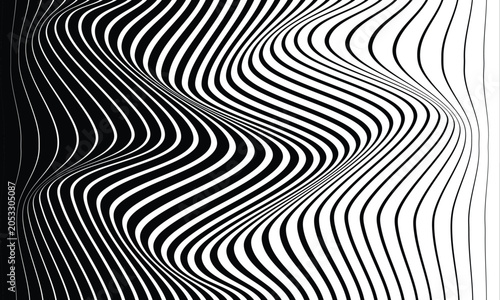 Obraz na plátne simple black thin to thick line wave pattern vector design.