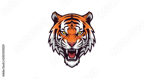 Obraz na płótnie Tiger face with open mouth roaring.