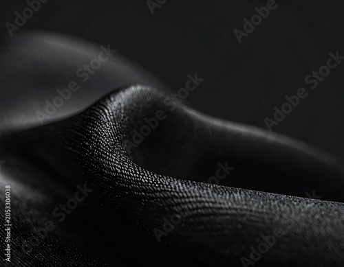 A close-up of a smooth, black fabric with a subtle sheen
