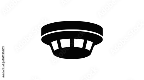 Vászonkép Ceiling mounted smoke detector safety icon silhouette.
