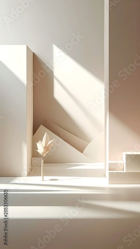 A minimalist interior with geometric shapes and natural light (4)
