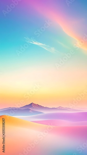 Vibrant desert sunset with colorful sky and mountains