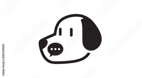 Photography Minimalist dog head icon with speech bubble on white background