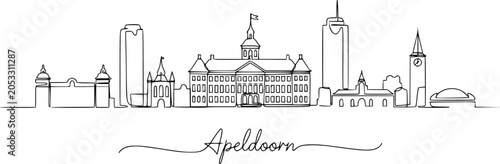 Foto Apeldoorn Netherlands Skyline Continuous One Line Drawing Vector Illustration, H