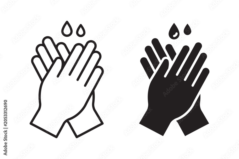 Obraz premium Wash Your Hands Icon Graphic on White Background Suitable for Sanitation Healthcare Safety Campaigns and Design Projects
