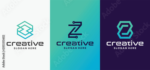 Modern Letter Z Technology Logo Collection  Futuristic Initial Z Digital Monogram Vector Set