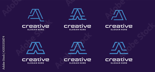 Letter A Monogram Logo Set Geometric and Professional Vector Icons